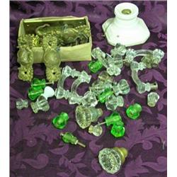 Lot Of Cabinet And Furniture Hardware - Glass Pulls And Knobs, Metal Escutcheons, Etc.