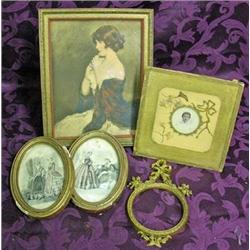 Prints And Photos - 2 Small Oval Fashion Prints, Lady Print, Etc.