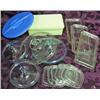 Image 1 : Mc Kee Custard Glass Covered Refrigerator Bowl And 12 Misc. Glass Lids