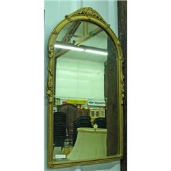 Gilt Frame Mirror With Oval Top And Draped Sides