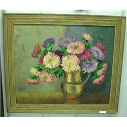 Framed Oil On Canvas Of Floral Bouquet By LeRoy Ely