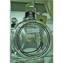 Deco Style Glass Disk Decanter - Clear Glass With Black Trim