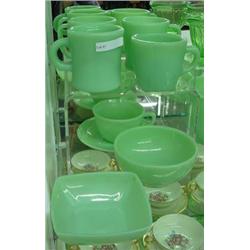 Jadeite - 4 Cups, 2 Cereal Bowls And Cup And Saucer