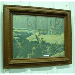 Framed Print - Ducks In Winter Scene