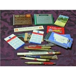 Railroad Advertising - '62 & '63 Katy Desk Calendars, Santa Fe Note Pads, Rock Island 6 Inch Ruler, 