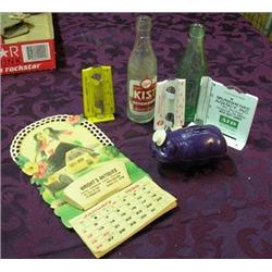 Advertising - '86 Embossed Wright's Antiques, S D, Calendar, Kist Bottle, 3 Rain Gauges From Nebrask
