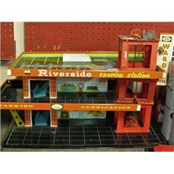 Riverside Service Station With Wards Elevated Parking Lot Metal Toy By T Conn