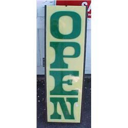Lighted Vertical Open Sign, Metal Case With Heavy Plastic Front Piece
