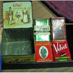 5 Tobacco Tins - Cinco Box, Tuxedo, Velvet And Prince Albert