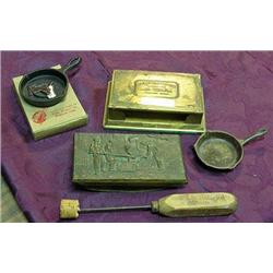 Lot Of Collectibles - Mini Cast Iron Skillet, Wilton Mini Cast Iron Skillet W/ Horse's Head In Box, 