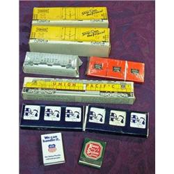 Railroad Advertising Matches - 2 Frisco Box Cars, U P Box Car With Stick Matches, U P Locomotive Box