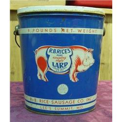 R B Rice's Lard Tin - 9 Lb