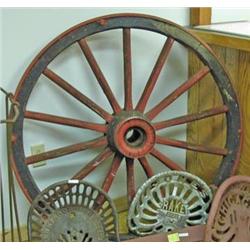 Wooden Wagon Wheel, Spoke And Hub With Heavy Metal Bands