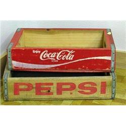 2 Pop Bottle Crates; Coca Cola & Pepsi