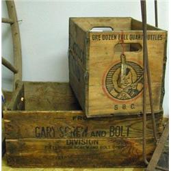 2 Wooden Crates: Cicquot Club And Gary Screw & Ball Division