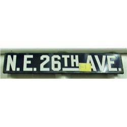 Portland Street Sign, NE 26th Ave, Porcelain 1946