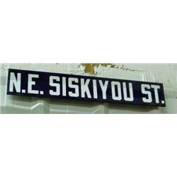 Portland Street Sign, NE Siskyou St, Porcelain 1954