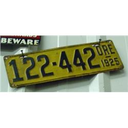 Oregon License Plate, 1925