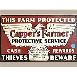 Advertising Sign: Capper's Farmer Insurance, Metal 13 X 8