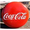 Image 1 : Advertising Sign; 36 Inch Coca Cola Button, Metal With Curved Sides