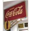 Image 1 : Advertising Sign; Drink Coca Cola Double Sided Metal Flange With Bottle In Spotlight, 24 X 20 1/2