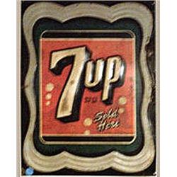 Advertising Sign: 7-up Sold Here, Embossed Metal, 13 X 18