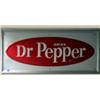 Image 1 : Advertising Sign; Drink Dr. Pepper In Red Oval On Silver Background, Metal 12 X 27