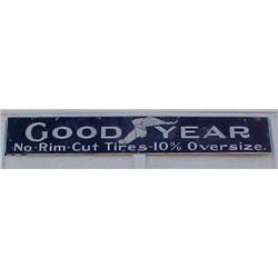 Advertising Sign; Good Year No-Rim-Cut-Tires, Porcelain 10 X 66