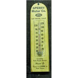 Advertisi9ng Thermometer; Ford, Sperry Motor Co. - Wooden 3 X 11 1/4