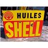 Image 1 : Advertising Sign; Huiles Shell - Porcelain Double Sided Flange, 18 X 23