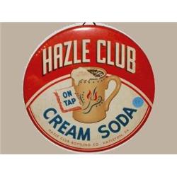 Advertising Sign; Hazle Club Cream Soda - Metal Button, 9 Inch Diam.