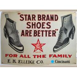 Advertising Sign; Star Brand Shoes Are Better For All The Family - Metal 13 X 19 1/2