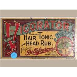 Advertising Sign; Vigorator Hair Tonic And Head Rub - Metal 5 X 9