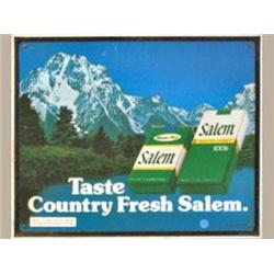 Advertising Sign; Salem Cigarettes, Taste Country Fresh Salem - Metal Self Framing 17 1/2 X 21
