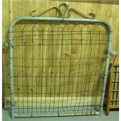 Old Fence Gate, Tubular Metal Frame With Wire