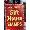 Image 1 : Advertising Sign; We Give Gift House Stamps - Metal 20 X 27 1/2