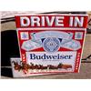 Image 1 : Advertising Sign; Budweiser DRIVE-IN With Clydesdales & Wagon - Metal 32 1/2 X 17 1/2