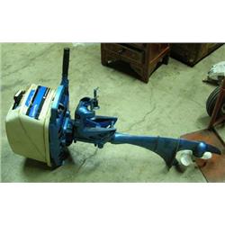 Boat Motor, 5HP Montgomery Ward Sea King With Gas Tank