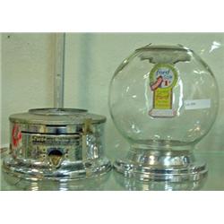 Ford Gumball Machine, 1 Cent, Chrome Base With Glass Globe - Globe Has Ford Gum Sticker
