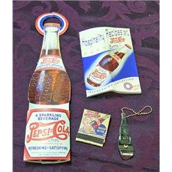 Pepsi Promo Package; Bottle Shaped Cutout That Holds Matchbook, Bottle Shaped Opener, And Recipe Boo