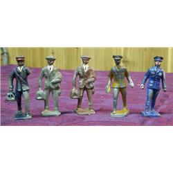 5 Lead Figures; Policeman, Businessmen, Etc.