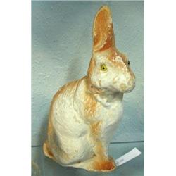 Papier Mache Rabbit Candy Container With Glass Eyes