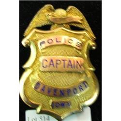 Hat Badge; Police Captain, Davenport, IA