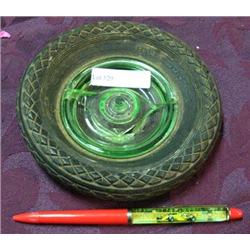 2 Advertising Items; Goodyear Tire Ash Tray (broken Glass) & Indianapolis Motor Speedway Motion Pen