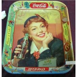 Coca Cola Tray 1950s Menu Girl Holding Bottle