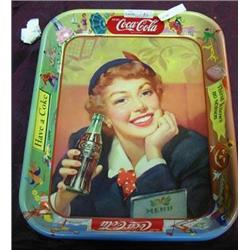 Coca Cola Tray, 1950s Menu Girl Holding A Bottle