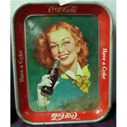 Coca Cola Tray 1950s, Red Haired Woman With Yellow Scarf