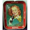 Image 1 : Coca Cola Tray 1950s, Red Haired Woman With Yellow Scarf