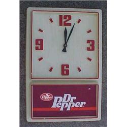 Dr Pepper Clock, Battery Op, Plastic 14 X 18 1/2