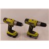 Image 7 : (2) Ryobi 18v Lithium 1/2" Drive Cordless Drills w/Batteries - No Charger / Untested